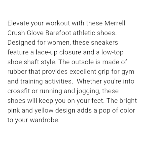 Merrell Neon Pink Crush Glove Barefoot Athletic Shoe; Size 9 Medium - Picture 3 of 5